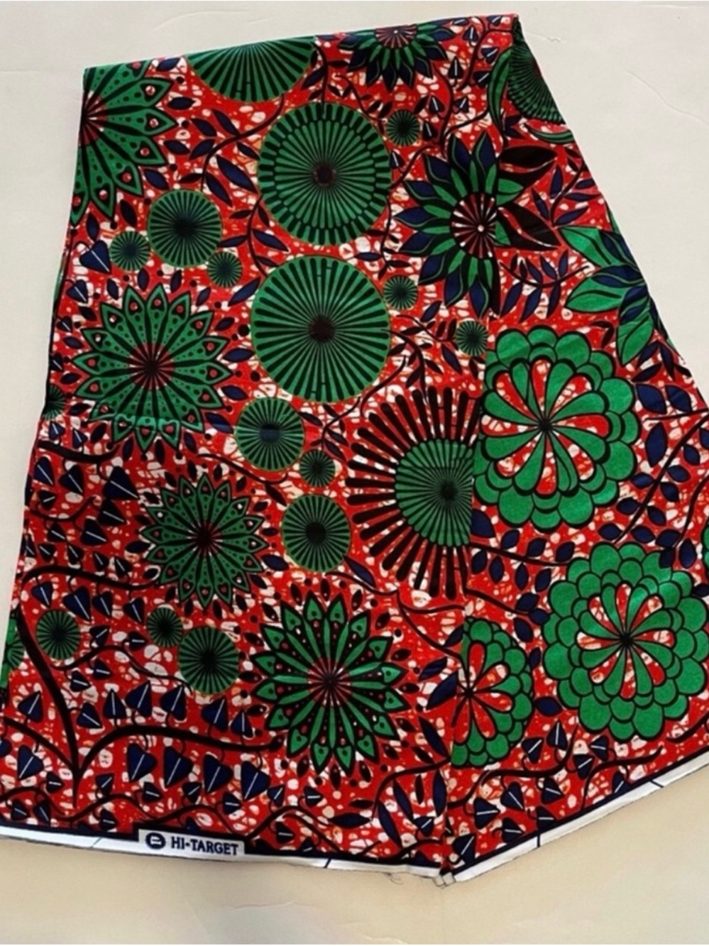 Red & Green Multicolor Floral Cotton Fabric